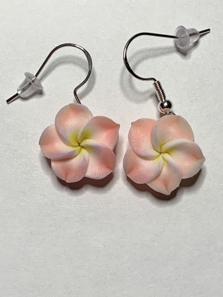 FRANGAPANI EARRINGS WITH SILVER HOOKS~LIGHT PINK~FREE SHIPPING!
