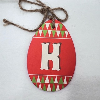 K Initial Easter Egg Shaped Gift Tag Tie On 
