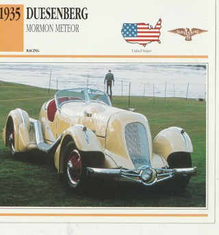 Classic Cars 6 x 6 inches Leaflet: 1935 Duesenberg Mormon Meteor