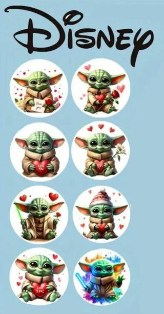 ↗️NEW⭕(8) 1" GROGU MANDALORIAN STICKERS!!⭕ CHRISTMAS DISNEY BABY YODA