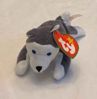 new with TY TAG,NOOK THE HUSKY BEANIE BABY=6"