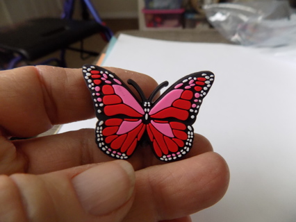 Croc Charm red butterfly
