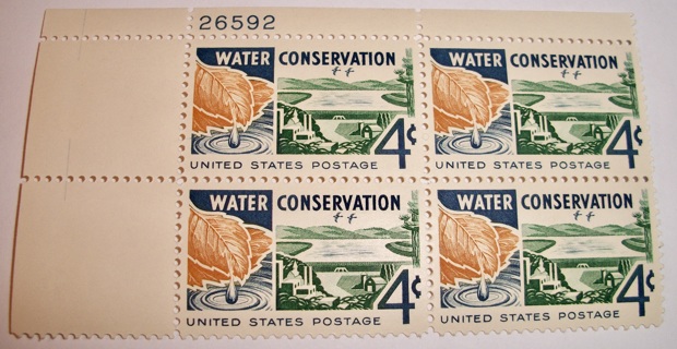 Scott #1150 , Water Conservation, Pane of 4 Useable 4¢ US Postage Stamps