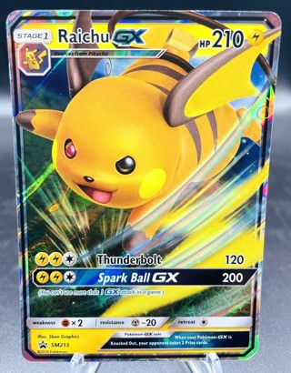 Pokemon Raichu GX SM213 Hidden Fates Ultra Rare Holo Black Star Promo NM