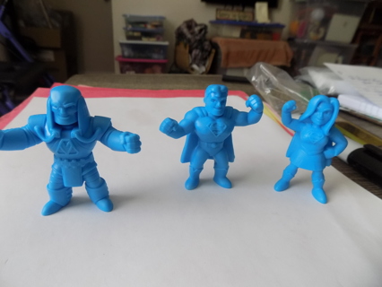 DC Comics 3 blue plastic characters  2 1/2 tall 