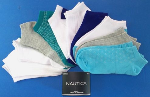 new 2 pairs of "NAUTICA" womens no show socks,,SIZE =9-11