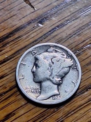 1937 D Winged Liberty Mercury Dime VG+ 90% Silver
