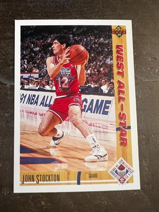 1991-92 UPPER DECK Basketball Card # 52 *** NBA WEST ALL-STAR *** John Stockton 