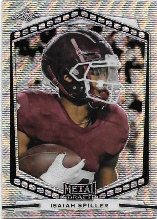 2022 LEAF METAL DRAFT ISAIAH SPILLER SILVER WAVE REFRACTOR ROOKIE CARD