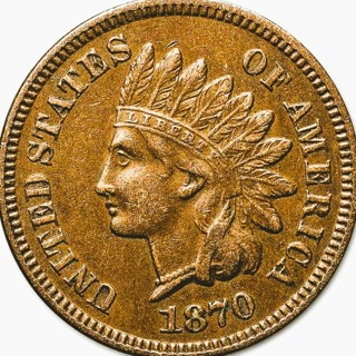 1870  Indian Head Cent, Genuine, Guaranteed Refund, Great Features, Pre Owned,  Ships Free