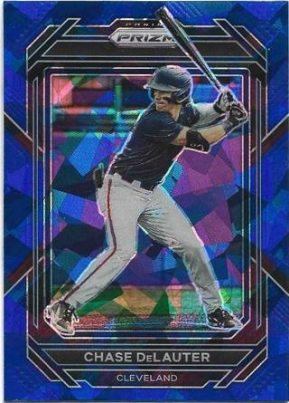 2023 PRIZM CHASE DELAUTER BLUE CRACKED ICE PRIZM REFRACTOR ROOKIE CARD