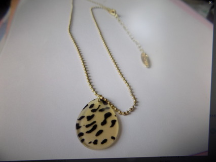Plunder Designer Jewelry necklace golden ball bead chain & leopard print charm