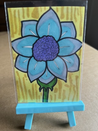 Blue Tone Flower original drawing aceo