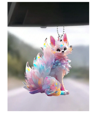 1pc Acrylic 2D Color Printed Fox Shaped Keychain