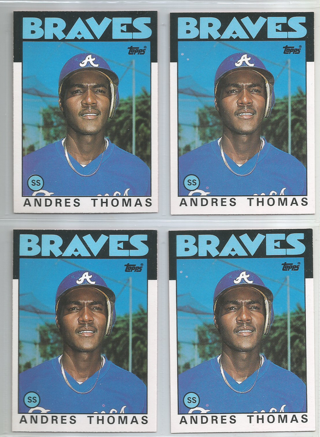 Lot of (4) 1986 Topps Traded Andres Thomas #111T Braves