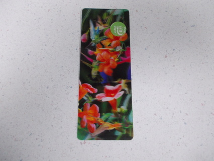 Hummingbird and Flowers BOOKMARK with 3D View and Ruler on Back NEW