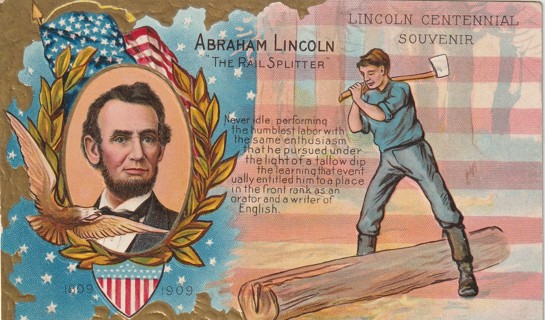 Vintage Used Postcard: Pre Linen: Abraham Lincoln, the Rail Splitter