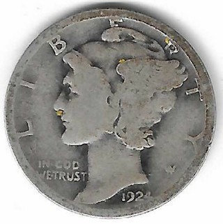 1924 Mercury Dime 90% Silver U.S. 10 Cent Coin