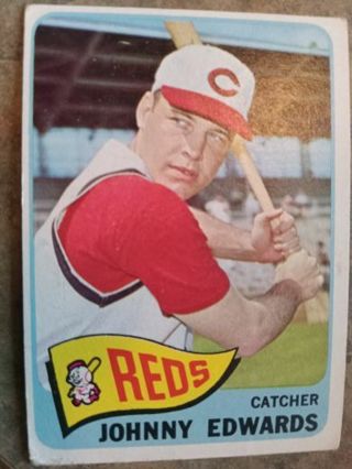 1965 T.C.G. JOHNNY EDWARDS CINCINNATI REDS BASEBALL CARD# 418