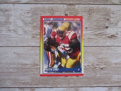 Score 1990 Rookie Keith Sims G football trading card # 648