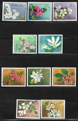 1971 Poland Sc1860-9 Blossoms C/S of 10 CTO/used