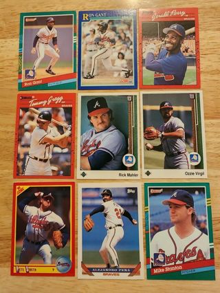 9 card lot Braves