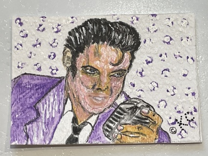 Original Watercolor ACEO Art Trading Card "Elvis Imitator" 