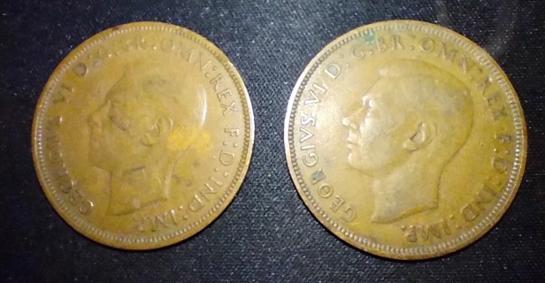 COIN VERY NICE QUALITY TWO 1946 ENGLAND ONE PENNY JUST FANTASTIC LOOK AT PHOTOS JUST BEAUTIFUL WOW!