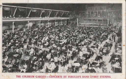 Vintage Used Postcard: (g): 1909 The Coliseum Gardens, Concerts, Chicago, IL