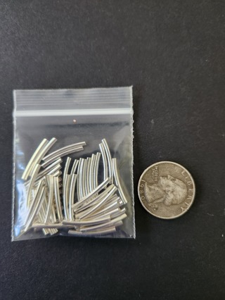 (50) Silver Tube Beads