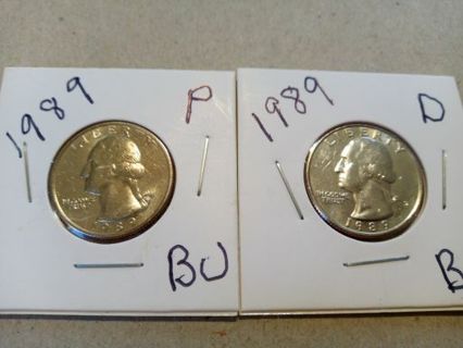 1989-P&D- BU. WASHINGTON QUARTERS.. HIGH BIDDER WINS