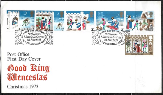 1973 Great Britain Sc713a &714 Christmas Carols "Good King Wenceslas" FDC