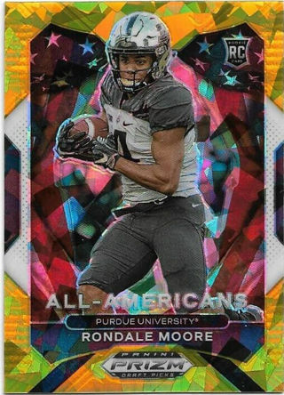 2021 PRIZM DRAFT PICKS RONDALE MOORE ALL AMERICAN GOLD CRACKED ICE PRIZM REFRACTOR ROOKIE CARD