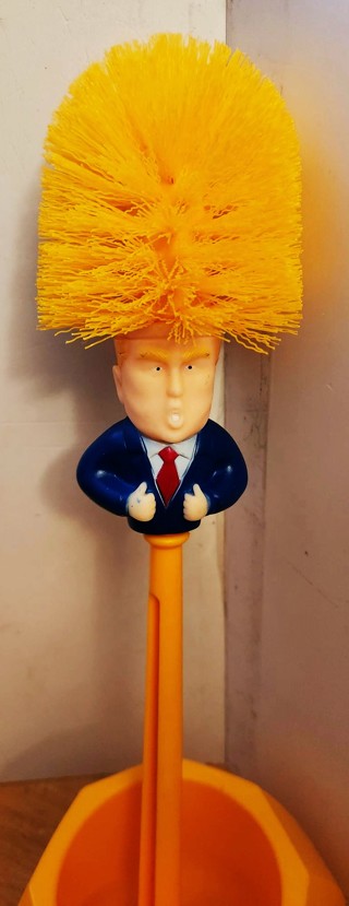 Plastic 13" TRUMP bathroom brush with base - New/unused