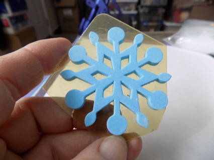 2 1/2 inch round blue snowflake foam stamp