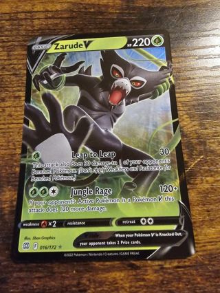 Pokemon Zarude V holo rare card 016/172
