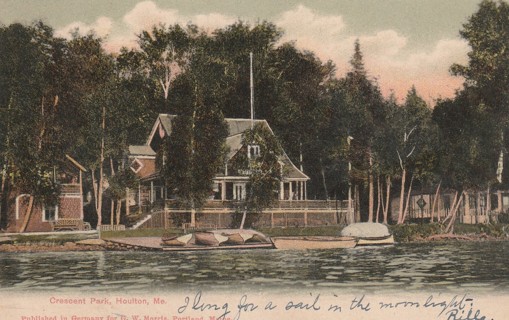 Vintage Used Postcard: gin y: Pre Linen: Crescent Park, Houlton, Maine