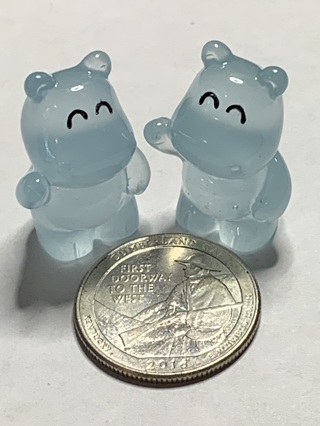 HIPPOPOTAMUS/HIPPO~#7~BLUE~SET OF 2~GLOW IN THE DARK~FREE SHIPPING!