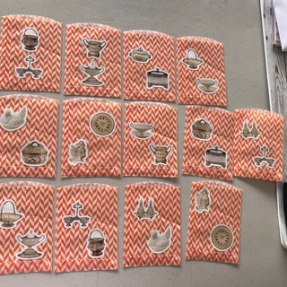 13 Small Kawaii Paper Bags with Victorian Stickers 