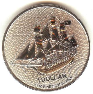 Cook Islands one dollar .9999 fine one troy ounce silver coin