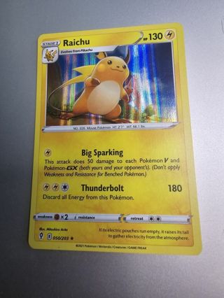 Pokemon Raichu 050/203 holo rare card