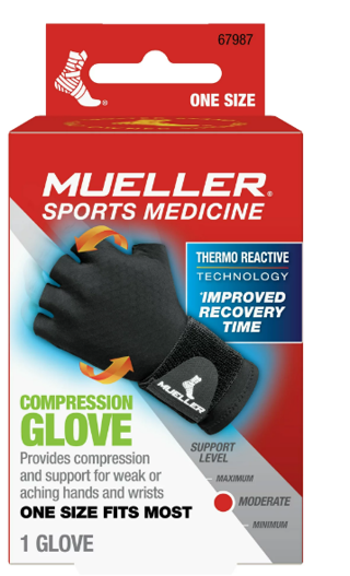 Mueller Reversible Compression Glove, Black, One Size Fits Most Brand New In Package