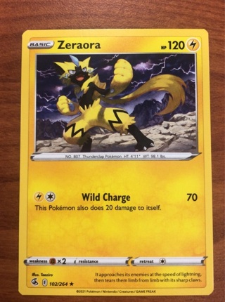 Pokemon trading card - Zeraora 