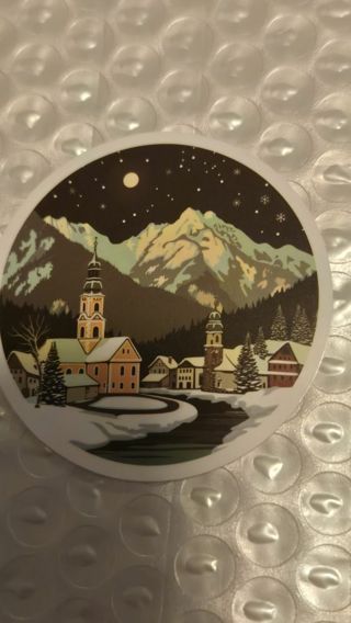 Mountains ans Houses Christmas Sticker