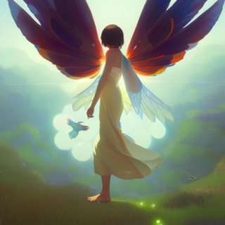 Listia Digital Collectible: Fairy of the night with beautiful wings followed by the light