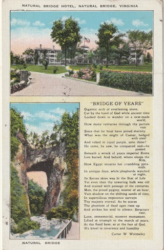 Vintage Used Postcard: u: 1936 Bridge of Years, Natural Bridge Hotel, VA