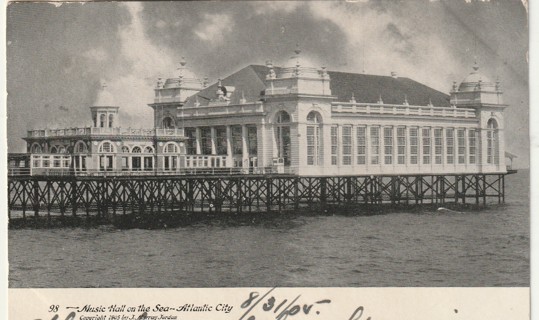 Vintage Used Postcard: 1905 Music Hall, Atlantic City, NJ