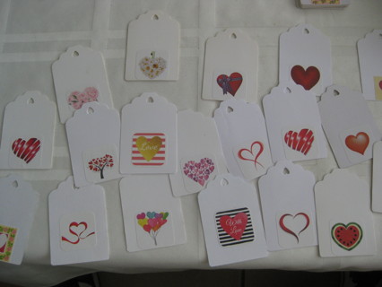 Mother's day Heart tags, gift tags, love notes, scrapbooking, different colors and designs, 24 pc.