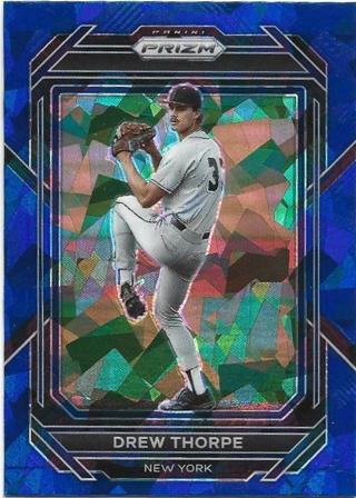 2023 PRIZM DREW THORPE BLUE CRACKED ICE PRIZM REFRACTOR ROOKIE CARD