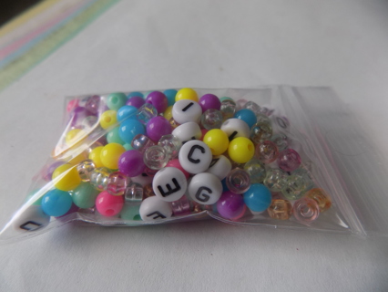 Small baggie asst size and color beads & alphabet beads for jewelry making